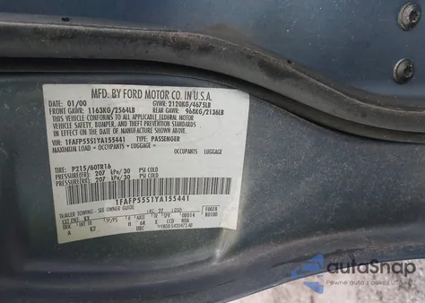 2000 Ford Taurus Ses z USA, uszkodzony, nr VIN 1FAFP55S1YA155441